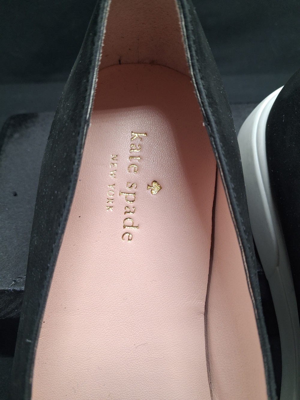 kate spade Black Suede Loafers with Gold Eyelet Detail - Picture 3 of 12